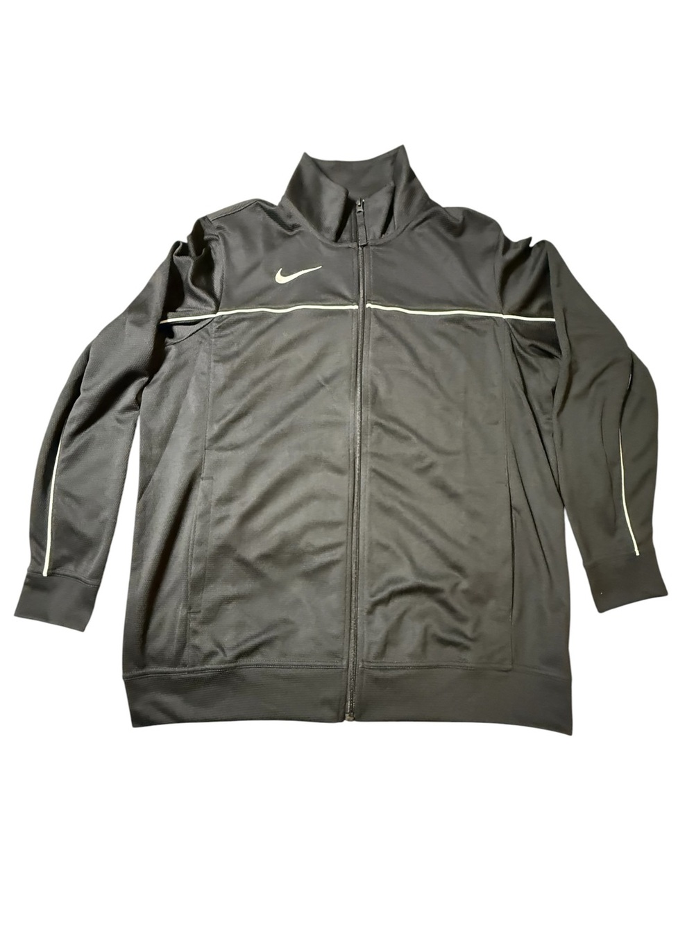 Nike Dri-Fit Rivalry Track Jacket Mens Large Black Full Zip Warmup Swoosh